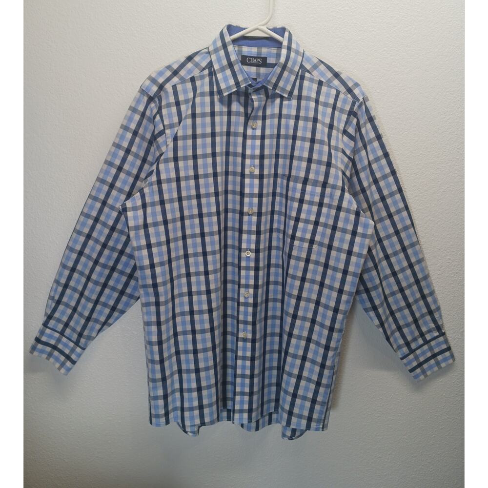 Chaps Men's Plaid Long Sleeve Dress Shirt l Size: 16 - 32/33